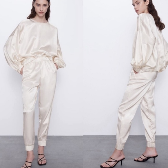 ZARA Satin Effect Joggers - Picture 14 of 16
